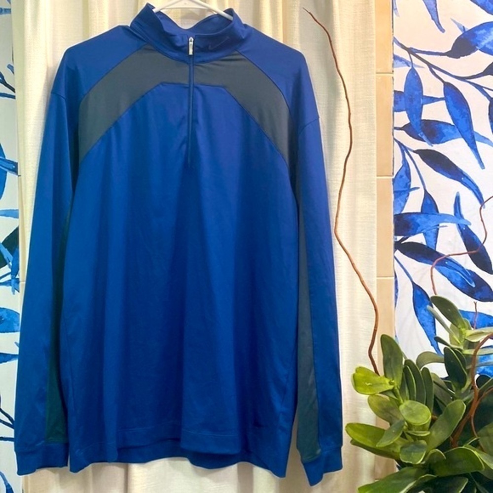 Men’s Nike Golf Fit Dry Blue & Gray 1/4 Zip Polyester & Spandex Pullover Size M
